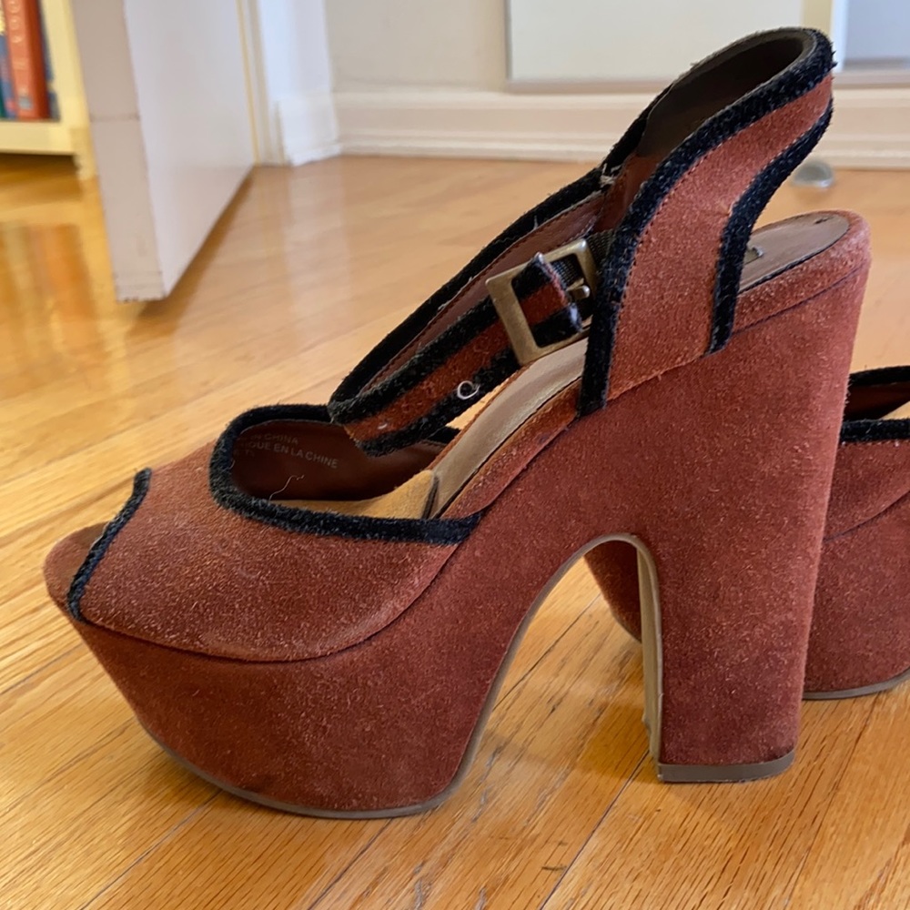 Tall brown platform heels